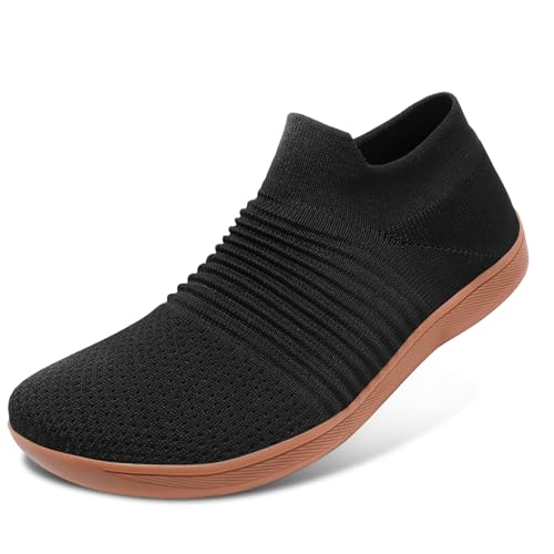 ELAPHURUS Damen Herren Barfußschuhe Unisex Breite Atmungsaktiv Schuhe Barfusslaufschuhe Leicht Casual Walkingschuhe,Schwarz,37 EU von ELAPHURUS