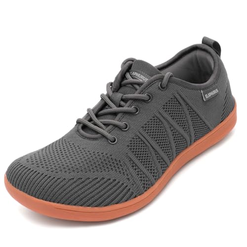 ELAPHURUS Unisex Breite Barfußschuhe Herren Minimalistische Barfussschuhe Damen Atmungsaktiv Walkingschuhe Leicht Traillaufschuhe,Grau,40 EU von ELAPHURUS