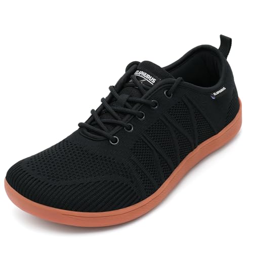 ELAPHURUS Unisex Breite Barfußschuhe Herren Minimalistische Barfussschuhe Damen Atmungsaktiv Walkingschuhe Leicht Traillaufschuhe,Schwarz,43 EU von ELAPHURUS