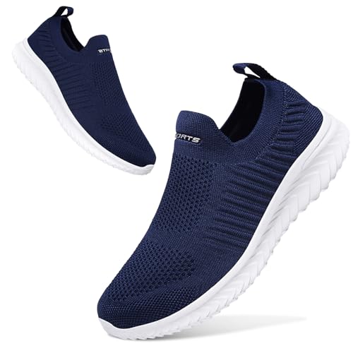 ELAPHURUS Damen Sneakers Leichte Atmungsaktiv Walkingschuhe Slip On Fitness Bequeme Schlupfschuhe,Blau,41 EU von ELAPHURUS