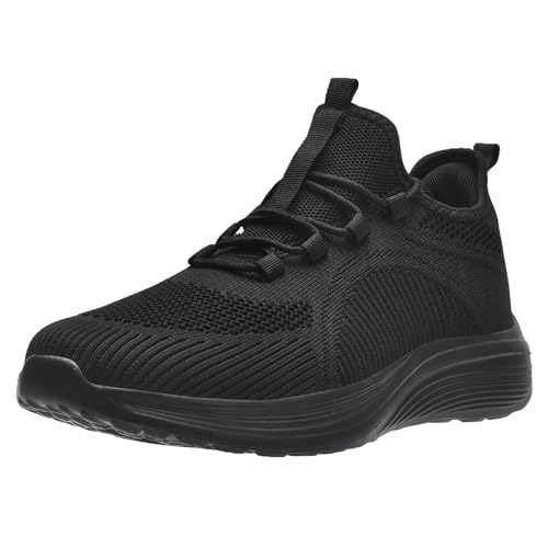 ELAPHURUS Herren Damen Straßenlaufschuhe Herren Turnschuhe Atmungsaktiv Damen Fitness Walking Sportschuhe,Alles Schwarz,37 EU von ELAPHURUS