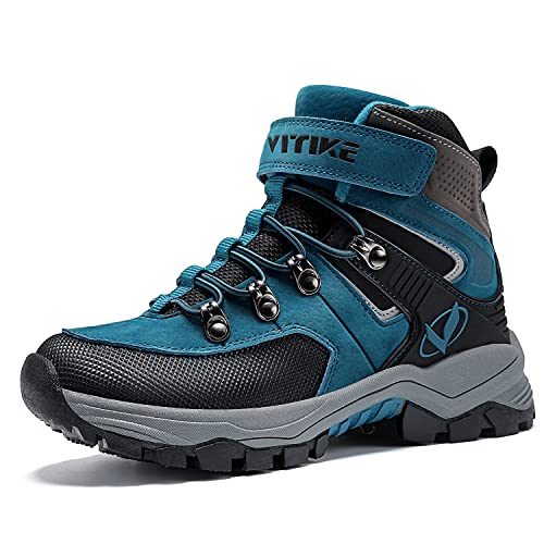 ELAPHURUS Kinder Winterstiefel Schneestiefel Warmfutter Wanderschuhe Jungen Stiefel Mädchen Baumwollschuhe Bequem Trekking Wanderstiefel,Saphir Blau, 33EU von ELAPHURUS