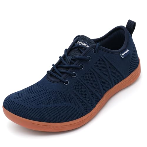 ELAPHURUS Unisex Breite Barfußschuhe Herren Minimalistische Barfussschuhe Damen Atmungsaktiv Walkingschuhe Leicht Traillaufschuhe,Blau,39 EU von ELAPHURUS