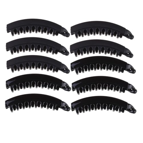 ELAYARD 10 Stück Teiliges Große Schwarze Banana Hair Clips mit Zähnen und Stabile Haarklammern für Dickes und Langes Haar Haarspangen für Damen für Alltag Party und Sport von ELAYARD