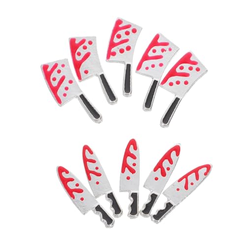 ELAYARD 10 Stück Teiliges Halloween Nagel Charms Bloody Cutter Design Metall Nail Art Schmuck für Frauen Maniküre Dekorationen Langlebig Vielseitig für Naturkünstliche Nägel Geeignet von ELAYARD