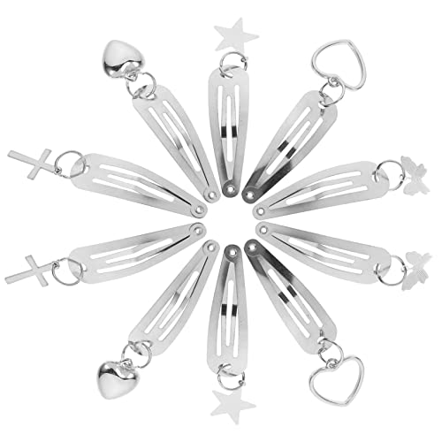 ELAYARD 10 Stück Teiliges Metall Haarspangen Damen mit Anhänger Schmetterling Kreuz Stern Herz Formen Langlebige Haarklammern für Alltag Party und Reise Sicherer Modischer Haarschmuck von ELAYARD