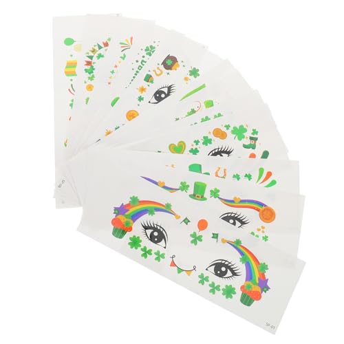 ELAYARD 12 Blatt Teiliges St Patricks Day Gesichtstatoos Shamrock Aufkleber Hautfreundlich Langlebig für Irische Festivalfeiern Party Make Up Schnell und Bequem von ELAYARD
