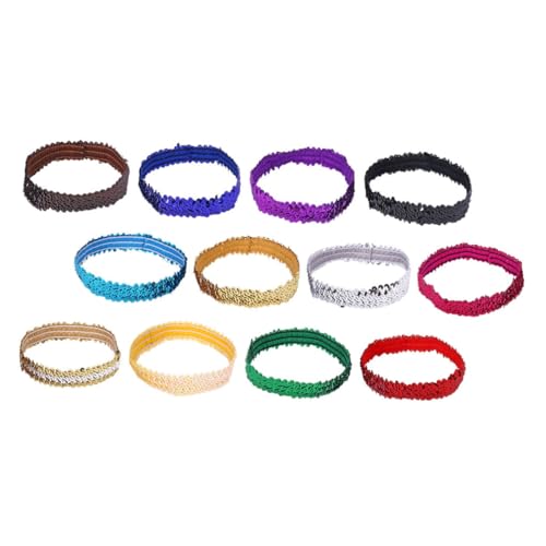 ELAYARD 12 Stück Teiliges Elastisches Pailletten Haarband für Frauen und Teens Modische Langlebige Stirnbänder mit Fest Fixierten Glitzerpailletten Vielseitig für Party Alltag und von ELAYARD