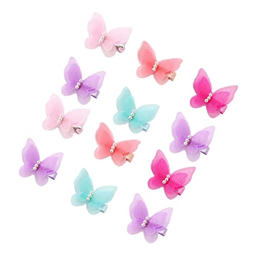 ELAYARD 12 Stück Teiliges Haarschleifen Clips mit Perlen Zarte Chiffon Schleifen Haarklammern für Mädchen Langlebiges Stoffmaterial Eleganter Haarschmuck für Alltag und Besondere Anlässe von ELAYARD