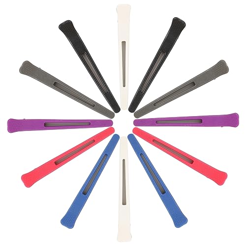 ELAYARD 12 Stück Teiliges Haarschneideclips aus Kunststoff Rutschfeste Entenkopf Haarklammern für Friseursalons Geeignet für Damen Haarstyling und DIY Anwendungen Zufällige Farbe von ELAYARD