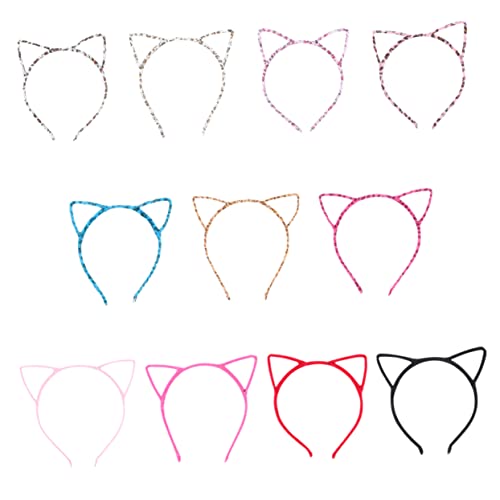 ELAYARD 12 Stück Teiliges Katzenohren Haarreifen für Buntes Cosplay Haarband für Halloween Kostümpartys und Karneval Leicht und Langlebig von ELAYARD