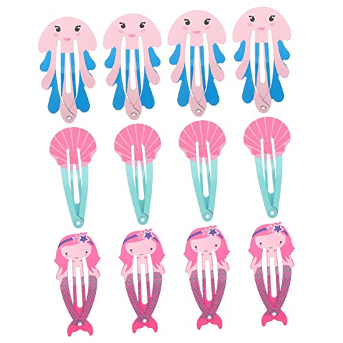 ELAYARD 12 Stück Teiliges Mermaid Haarklammern Metall Snap Haarspangen für Mädchen Rutschfeste Haarschmuck Clips mit Einzigartigem Meerjungfrau Design für Vielseitige Frisuren und von ELAYARD