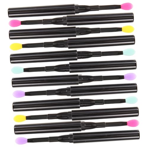 ELAYARD 12 Stück Teiliges Silikon Lippen Lidschattenpinsel mit Deckel Tragbare Makeup applikatoren für Lippenstift Lipgloss und Flüssigen Lidschatten Vielseitig Verwendbar für Alltag und von ELAYARD