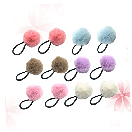 ELAYARD 12stücke Flauschige -haarbänder Elastische Haargummis Für Pferdeschwanz Haarschmuck Für Mädchen Farben Weiß Himmelblau Khaki Helllila Wassermelone Je Pro Farbe von ELAYARD