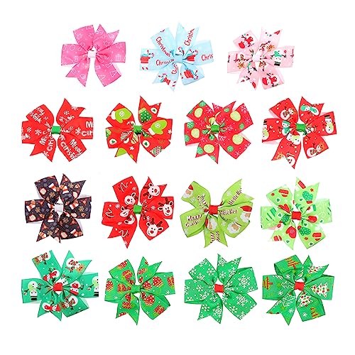 ELAYARD 15 Stück Teiliges Set Weihnachts Haarspangen mit Schleifen Niedliche Haarschmuck für Mädchen Accessoire für Weihnachtsfeiern und Festliche Anlässe von ELAYARD