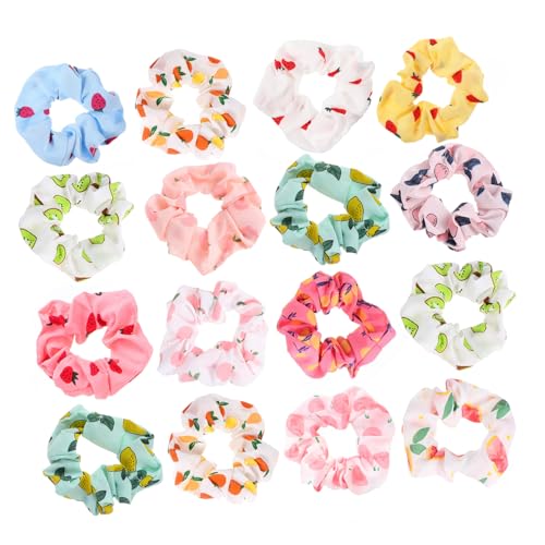 ELAYARD 16 Stück Teiliges Bunte Elastische Haargummis mit Fruchtigem Print Weiche Haarbänder für Mädchen Stabiler Halt Modisches Accessoire für Party Hochzeit und Alltag von ELAYARD