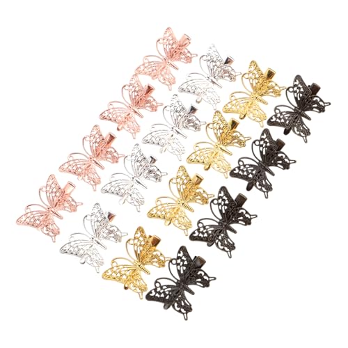 ELAYARD 16 Stück Teiliges Vintage Metall Haarspangen Kreative Bunte Haarklammern in Schmetterlingsform Niedliche Haarclips für Damen und Mädchen Geeignet für Alltag Party und von ELAYARD
