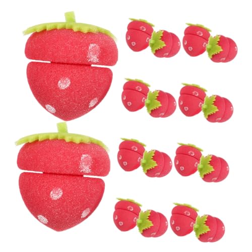 ELAYARD 18 Stück Teiliges Haarwickler für Damen Weiche Schwamm Lockenwickler in Erdbeerform Schonende Hitzefreie Lockenwickler zum Schlafen Einfaches Styling über Nacht Sanfte Haarkur von ELAYARD