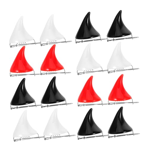 ELAYARD 18 Stück Teiliges Resin Teufelshorn Haarklammern Weiß Rot Schwarz Fluoreszierende Dämonen Haaraccessoires für Frauen Mädchen Halloween Cosplay Party Kostüm Schmuck von ELAYARD