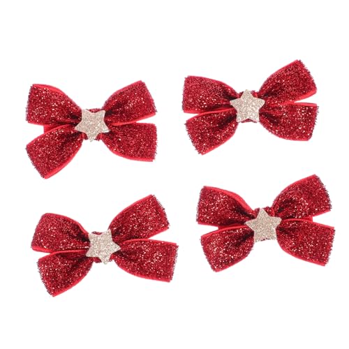 ELAYARD 2 Paare Haargummis mit Weihnachts Schleife Elastische Ponytail Holder für Mädchen Festliche Haarschmuck Weiche Haargummis in Rot für Weihnachtsfeiern und Partyaccessoires von ELAYARD