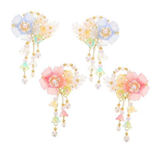 ELAYARD 2 Paare Hanfu Haarnadeln mit Blumenquasten Traditionelle Chinesische Haarspangen Vintage Perlenclips Dekorative Haarschmuck für Frauen und Mädchen Leichter Eleganter Kopfschmuck von ELAYARD