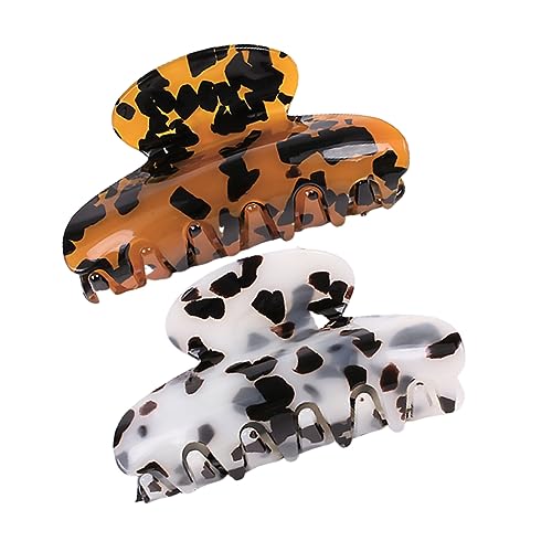 ELAYARD 2stücke Vintage Acryl Haarklammern Im Marmor-design Große Haarkralle Für Damen Und Mädchen Praktische Haaraccessoires Kaffee Und Weiß Rutschfest Und Haarschonend von ELAYARD