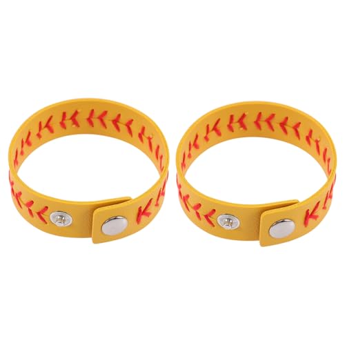 ELAYARD 2 Stk. Softball Armbänder aus Geflochtenem PU Verstellbare Spieler Wristbands Freundschaftsarmbänder für Softball Teams Sport Schmuck für Damen und Herren von ELAYARD