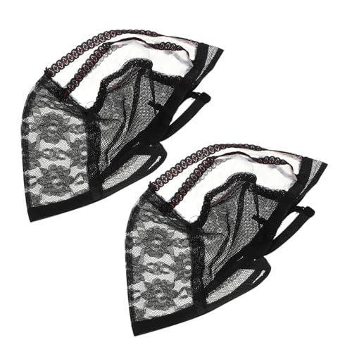 ELAYARD 2 Stück Atmungsaktive Perückenkappen aus Elastischem Spitzen netz Verstellbare Haarnetze für Damen für Kostüme Bühnenauftritte und Alltagsgebrauch von ELAYARD