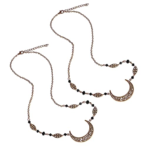 ELAYARD 2 Stück Boho Haarschmuck mit Hohlem Mondanhänger und Kristallverzierung Eleganter Stirnketten Schmuck für Damen und Mädchen Langlebiges Legierungs Design Geschenkidee von ELAYARD