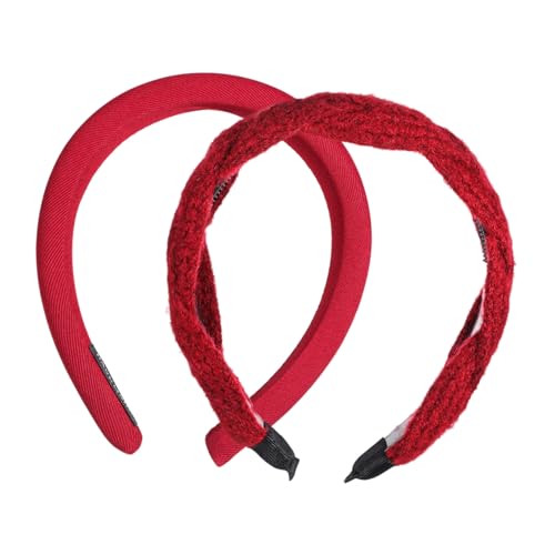 ELAYARD 2 Stück Chunky Stirnbänder Damen Vintage Haarreifen Geflochtene und Schlichte Designs Kopfbedeckung Komfortabel für Alltag Party Makeup Styling von ELAYARD
