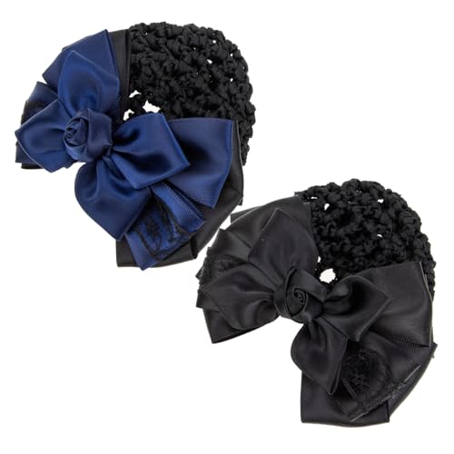 ELAYARD 2 Stück Damen Haarnetz mit Schleifen Eleganter Dutt Haarclip für Formelle und Informelle Anlässe für Berufstätige und Friseurinnen von ELAYARD