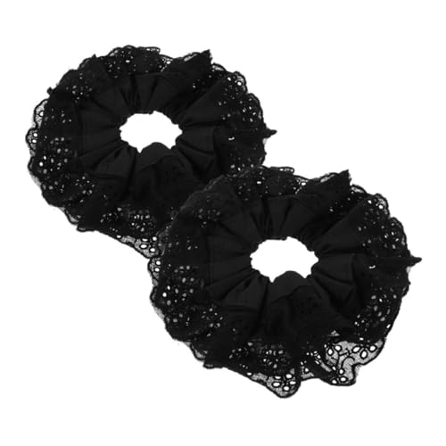 ELAYARD 2 Stück Doppellagige Spitzen Haargummis Große Elastische Haargummis für Dickes Haar Weiche Ponytail Halter Damen Mädchen Modische Haarbänder für Stilvolle Frisuren von ELAYARD