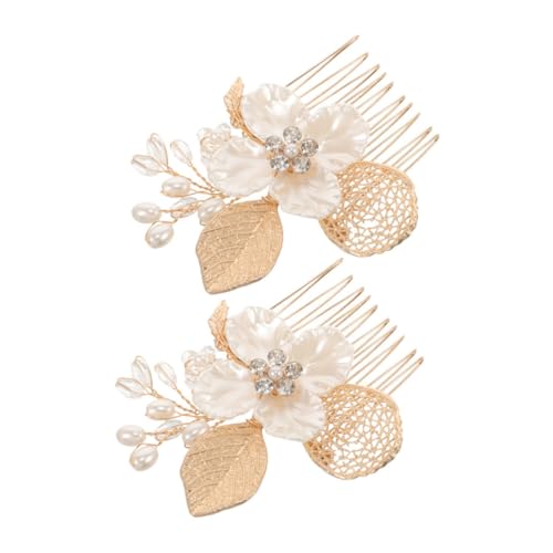 ELAYARD 2 Stück Eleganter Haarkamm mit Goldfarbenen Blättern und Funkelnden Strasssteinen Teiliges Brautschmuck für Hochzeit Damen Haarschmuck Robust und Stilvoll für Besondere Anlässe von ELAYARD