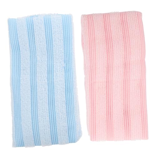 ELAYARD 2 Stück Peeling Badetücher Lange Duschtücher Für Körperreinigung Hautpeeling Und Rückenschrubber Waschbare Badetücher Für Zuhause in Blau Und Pink von ELAYARD