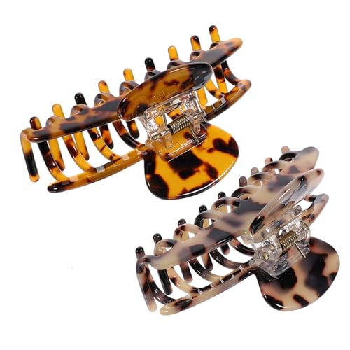 ELAYARD 2 Stück Große Haarklammer Damen Leopard Muster Acryl Haarspange Robust Rutschfest Für Dickes Und Dünnes Haar Alltag Büro Frisuren von ELAYARD