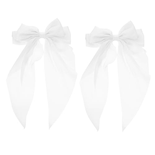 ELAYARD 2 Stück Großer Weißer Haarschleifen Clip Teiliges Vintage Federklemmen für Damen und Mädchen Haarklammern für Besondere Anlässe und Alltagsschmuck von ELAYARD