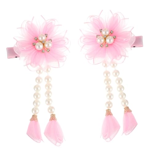 ELAYARD 2 Stück Haarschmuck Perlen Quaste Haarklammern Dekorative Haarspangen für Mädchen Eleganter Kopfschmuck in Rosa Festlicher Haarschmuck für Partys und Besondere Anlässe von ELAYARD