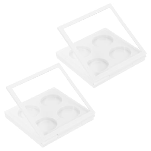 ELAYARD 2 Stück Leere Magnetische Lidschattenbox Weiß Fächer Kosmetik Organizer für Lidschatten Lippenstift DIY Make Up Palette Frauen Langlebig und Kompakt von ELAYARD