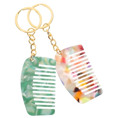 ELAYARD 2 Stück Mini Taschenkamm Breitzinkiger Entwirrkamm aus Langlebigem Material Praktisch als Schlüsselanhänger für Unterwegs Kompakt und Stylisch für Damen und Herren von ELAYARD