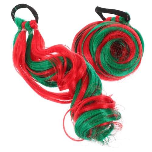 ELAYARD 2 Stück Ponytail Extensions Bunte Kurze Haarverlängerungen mit Haarring für Mädchen Farbenfroher Haarschmuck Weich und Bequem für Alltag und Fest von ELAYARD