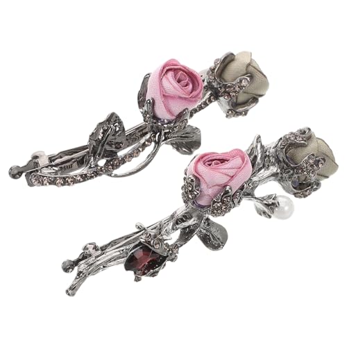 ELAYARD 2 Stück Rosenblüten Haarspangen mit Funkelnden Strasssteinen Stilvolle Haarschmuck Clips für Damen und Mädchen Vielseitige Haaraccessoires für Hochzeit Party und Festliche Anlässe von ELAYARD