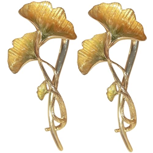 ELAYARD 2 Stück Teiliges Haarklammer Ginkgo Metall Haarspangen Stilvolle Haarnadeln für Damen Vielseitiger Dutt Halter Haarschmuck für Hochzeit Party Büro Herbstliche Accessoires von ELAYARD