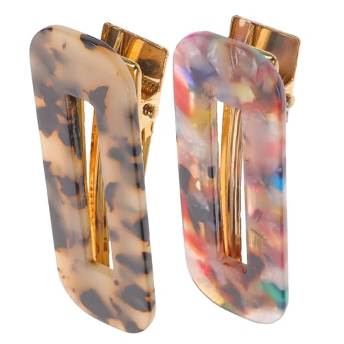 ELAYARD 2 Stück Teiliges Haarspangen Mehrfarbigem Acryl und Acetat Quadratische Duckbill Clips für Mädchen und Frauen Modische Haaraccessoires für Alltag Party und Geschenk von ELAYARD