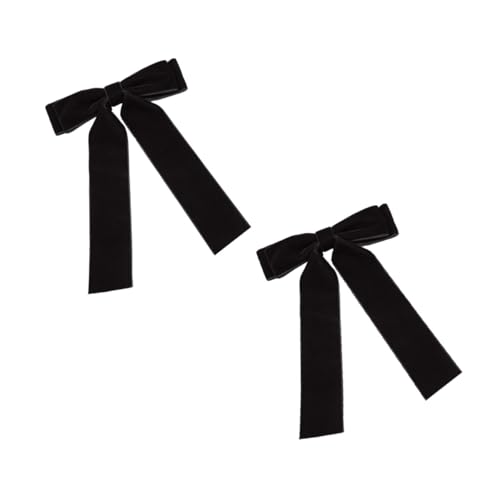 ELAYARD 2 Stück Teiliges Haarspangen mit Langem Band Samtige Schleifen haarklammern für Frauen und Mädchen Stilvolle Haarklammer für Hochzeit Verlobung und Festliche Anlässe Schwarz von ELAYARD