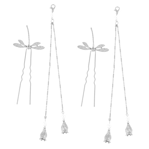 ELAYARD 2 Stück Teiliges Libellen Haarstäbchen mit Quaste Leichte Chinesische Haarnadeln für Dutt und Hochsteckfrisuren Rostfreie im Vintage stil für Frauen und Hochzeit von ELAYARD