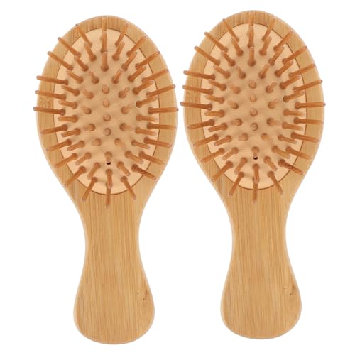 ELAYARD 2 Stück Teiliges Ovaler Holz Kamm mit Massagefunktion Ergonomisch Geformt Tragbar und Langlebig Kopfhautmassage zur Stresslinderung für Damen und Herren von ELAYARD