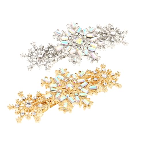 ELAYARD 2 Stück Teiliges Schneeflocken Haarklammern mit Strasssteinen Dekorative Haarspangen für Damen Festlicher Haarschmuck Weihnachten Komfortabel und Schonend für Haartypen von ELAYARD