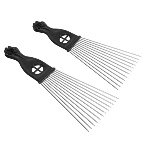 ELAYARD 2 Stück Teiliges Set Breiter Haarkamm mit Stahlnadeln Fanförmiger Kunststoffgriff Glättender Entwirrkamm für Männer und Jungen Langlebig Salon Haushaltsgeeignet Professioneller von ELAYARD