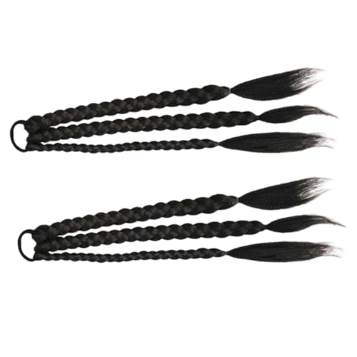 ELAYARD 2 Stück Teiliges Synthetisches Haarteil Geflochtene Haarverlängerung Pferdeschwanzverlängerung für Frauen Lange Matte Elastisches Hitzebeständiges Haarband für Stylische von ELAYARD