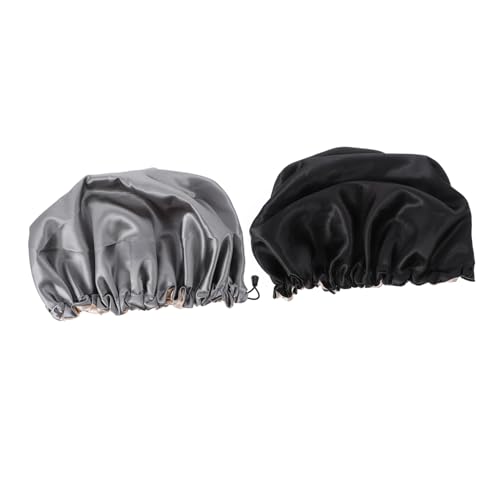 ELAYARD 2 Stück Teiliges Wasserdichtes Haarbad Verstellbare Doppellagige Schlafhaube für Damen zum Duschen Haarkur Make up und Gesichtsreinigung Schwarz von ELAYARD